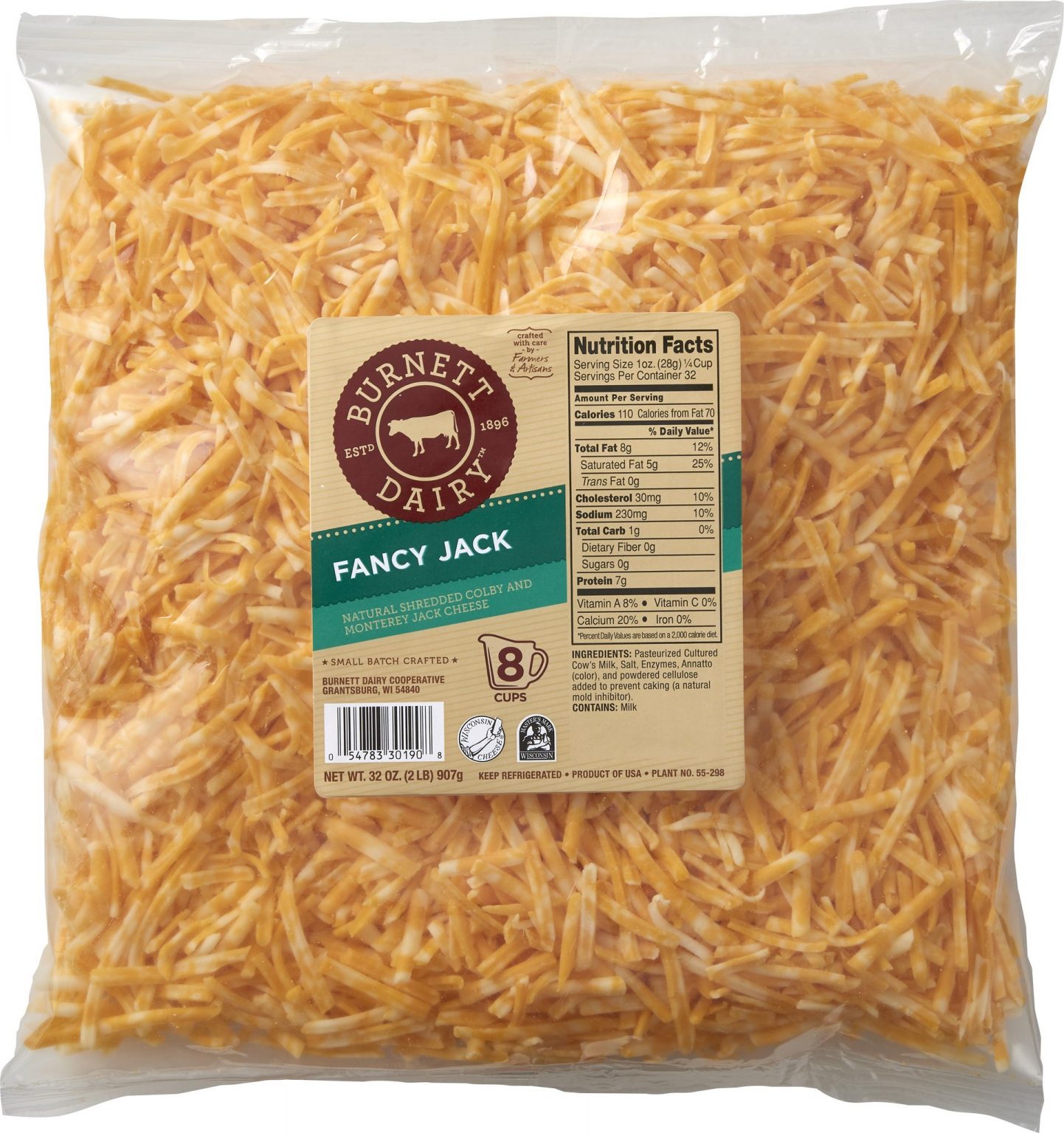 Dairy 2lb Shredded Cheese Hansen Dairy