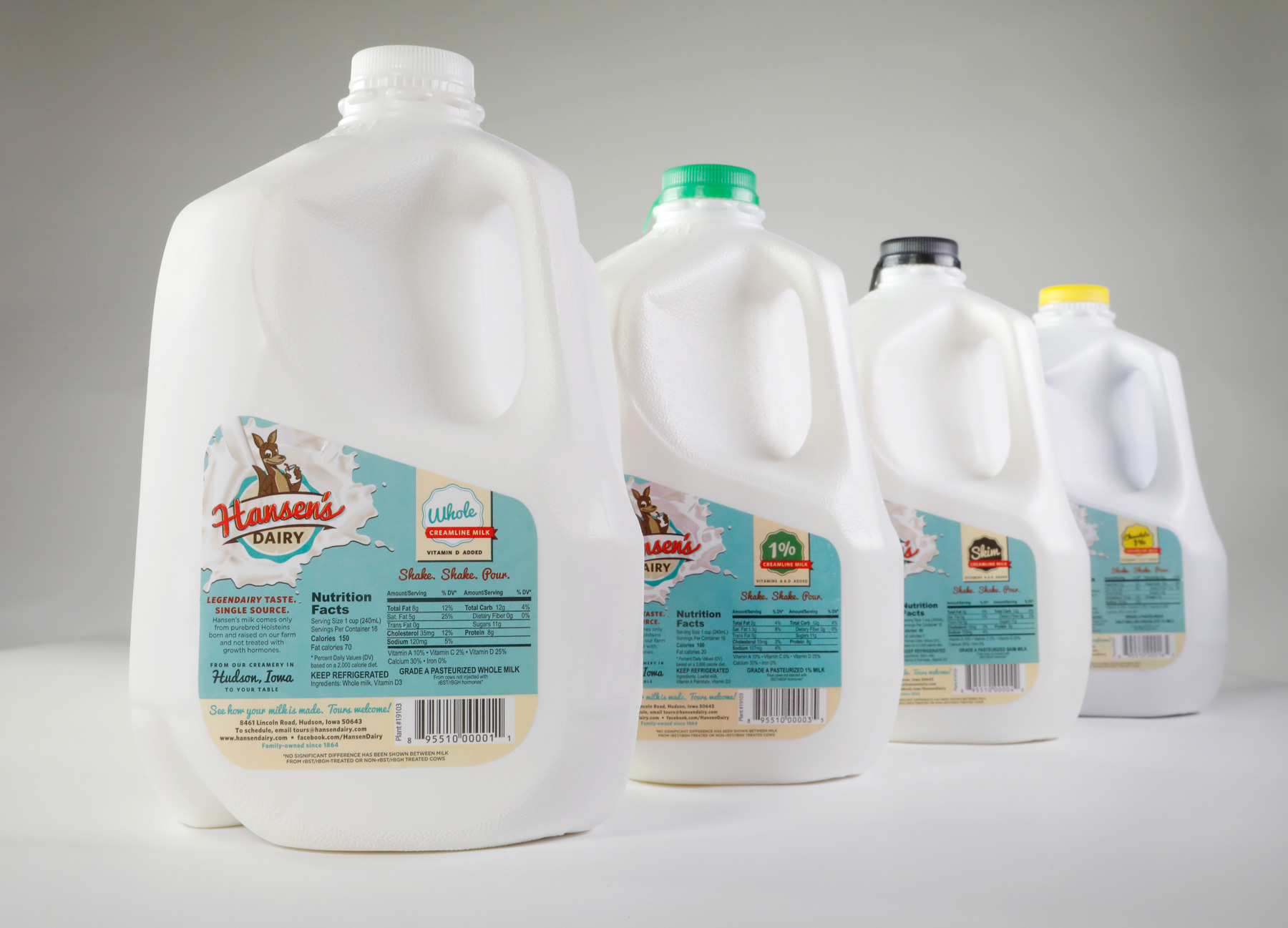 All milk jug sizes hansen's dairy
