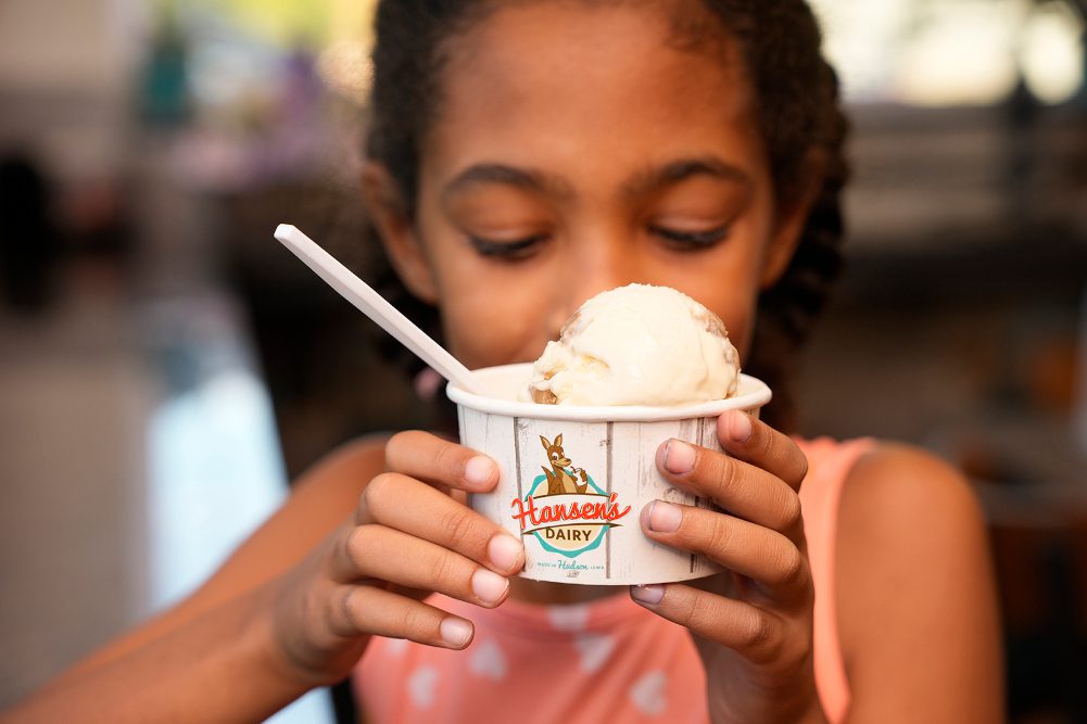 binary comment Young girl with Hansen's Dairy ice cream