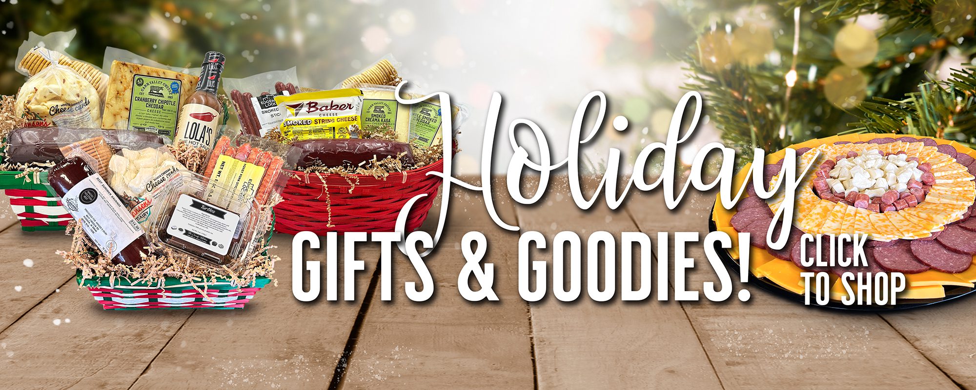 Shop for holiday gift baskets and cheese trays